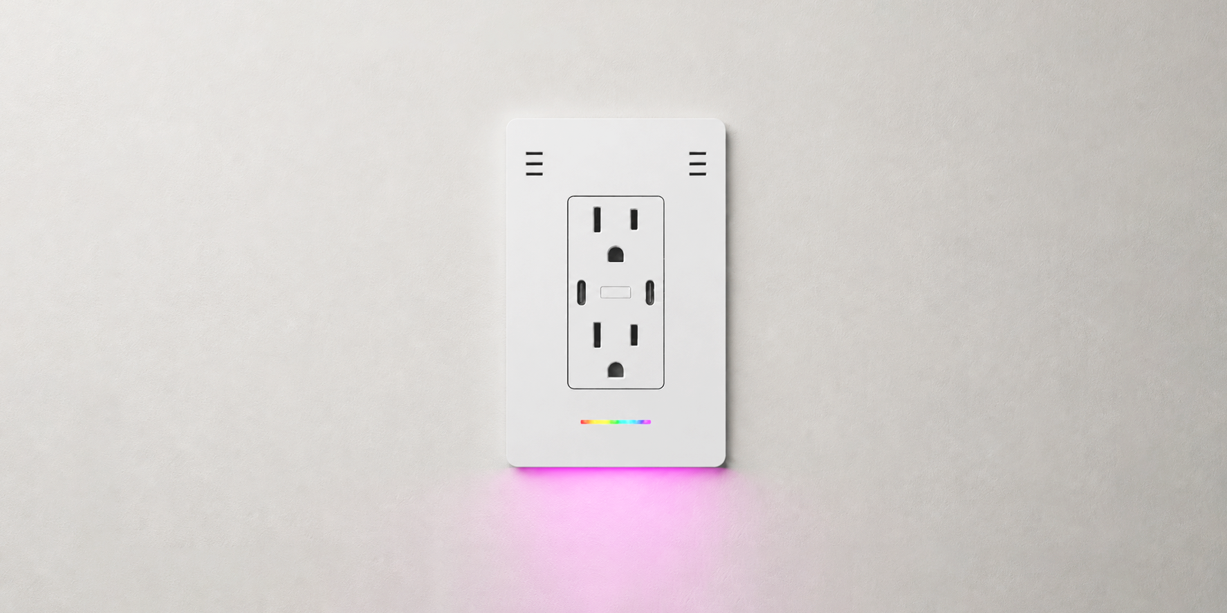 InvisOutlet C Aura angled view with color-tunable light